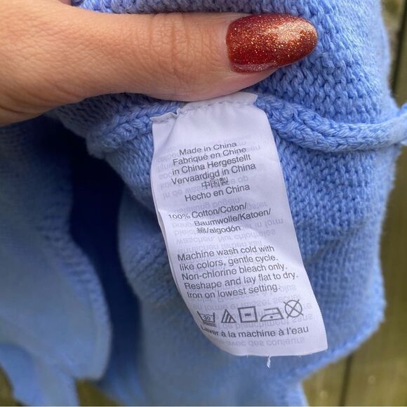 J Crew || scallop hem knit sweater cotton large periwinkle - Picture 4 of 6